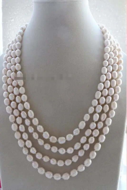 

Free shipping hot sale Women Bridal Wedding Jewelry >>100" Longest Genuine Natural 12mm White Rice Pearl Necklace