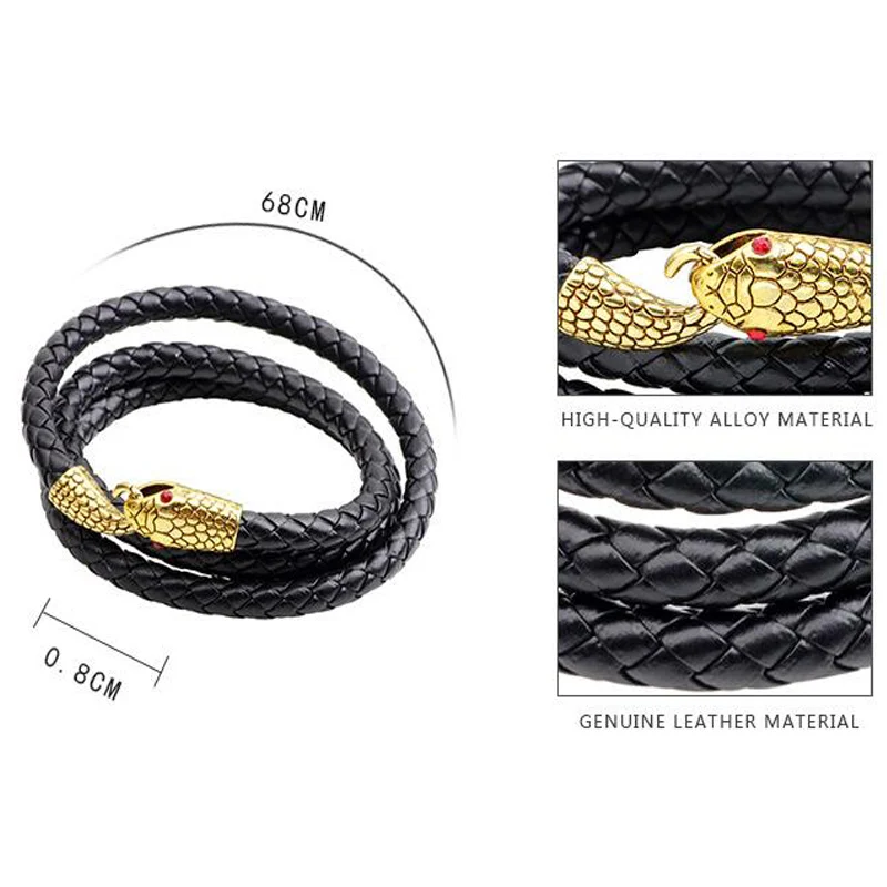 Браслет Infinity Snake из натуральной кожи многослойный браслет с пряжкой и ручной