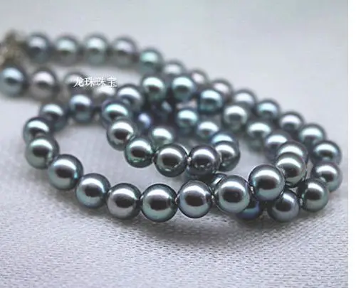 

FREE SHIPPING HOT sell new Style >>>> elegant 9-10mm naturual sea silver gray pearl necklace 18inch14k
