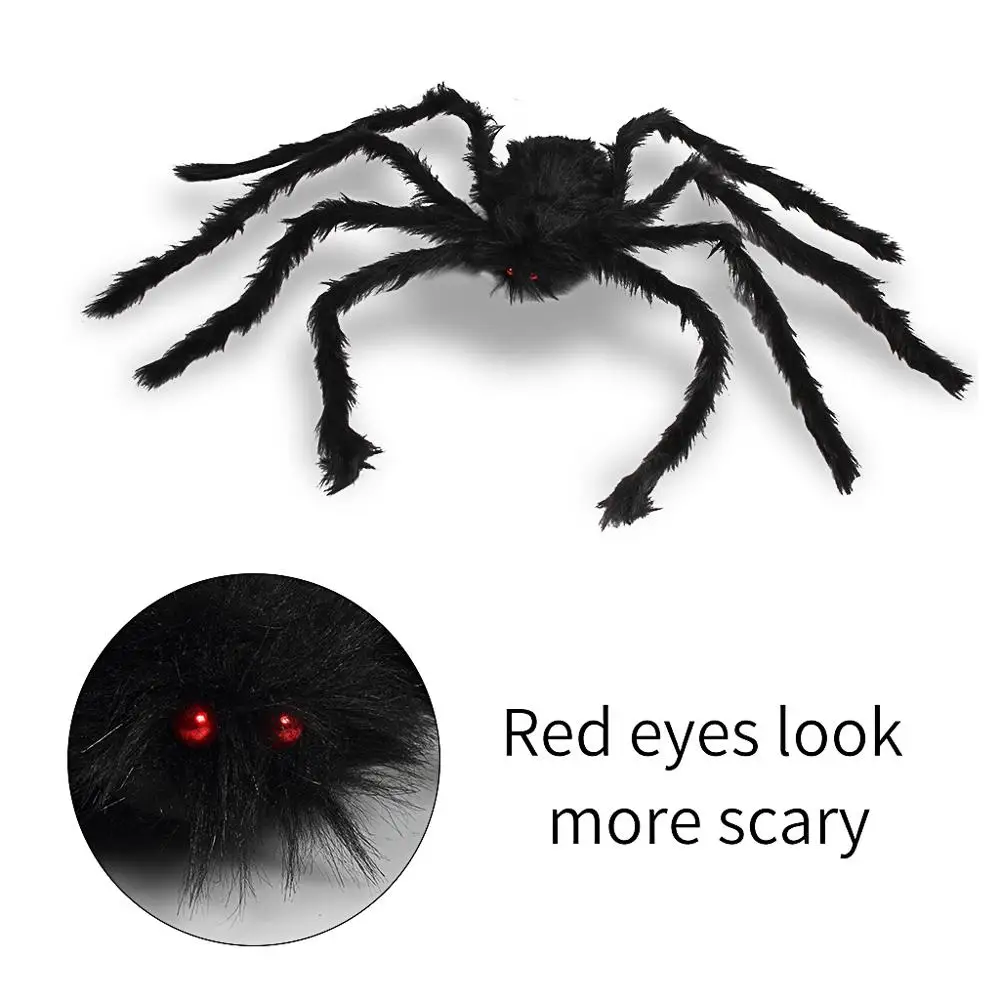49inch Black Large Spider For Halloween Party Decorations Indoor Outdoor Yard Decor Scary Plush Spider Props (2)