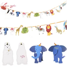 Новинка! 1 набор «с днем рождения» бумажный флаг животные вечерние гирлянда с колокольчиками баннер украшения флажки для дома дети день рождения принадлежности