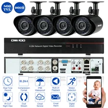 OWSOO 8CH CCTV камера Система Full 960 H/D1 видео наблюдения DVR 4 шт 800TVL наружная камера ночного видения CCTV система безопасности