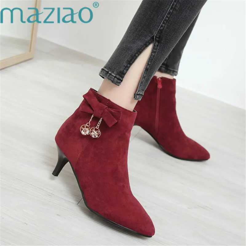 

Pointed Toe High Heels Women Boots Basic Shoes Autumn Casual Female Ankle Boots Sexy Rhinestone Boots MAZIAO
