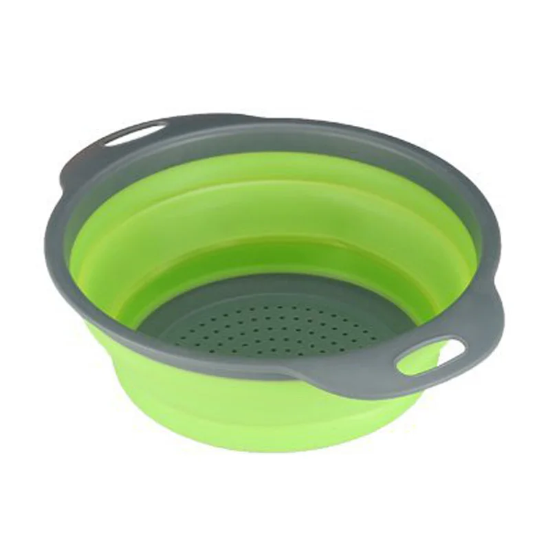 Folding Washing Drain Basket Eco-Friendly Food Fruit Vegetable Washing Basket Outdoor Camping Kitchen Accessories 5 Colors - Цвет: GREEN