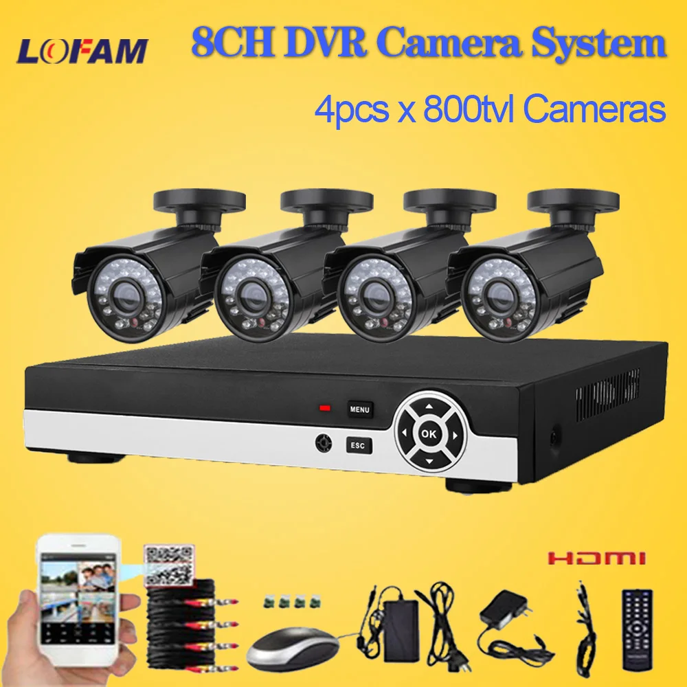imágenes para LOFAM DVR de 8 canales con 4 cámara 800TVL CCTV de vídeo sistema de vigilancia 8ch completa 960 h de grabación en casa de cámaras de seguridad al aire libre conjunto imágenes para LOFAM DVR de 8 canales con 4 cámara 800TVL CCTV de vídeo sistema de vigilancia 8ch completa 960 h de grabación en casa de cámaras de seguridad al aire libre conjunto