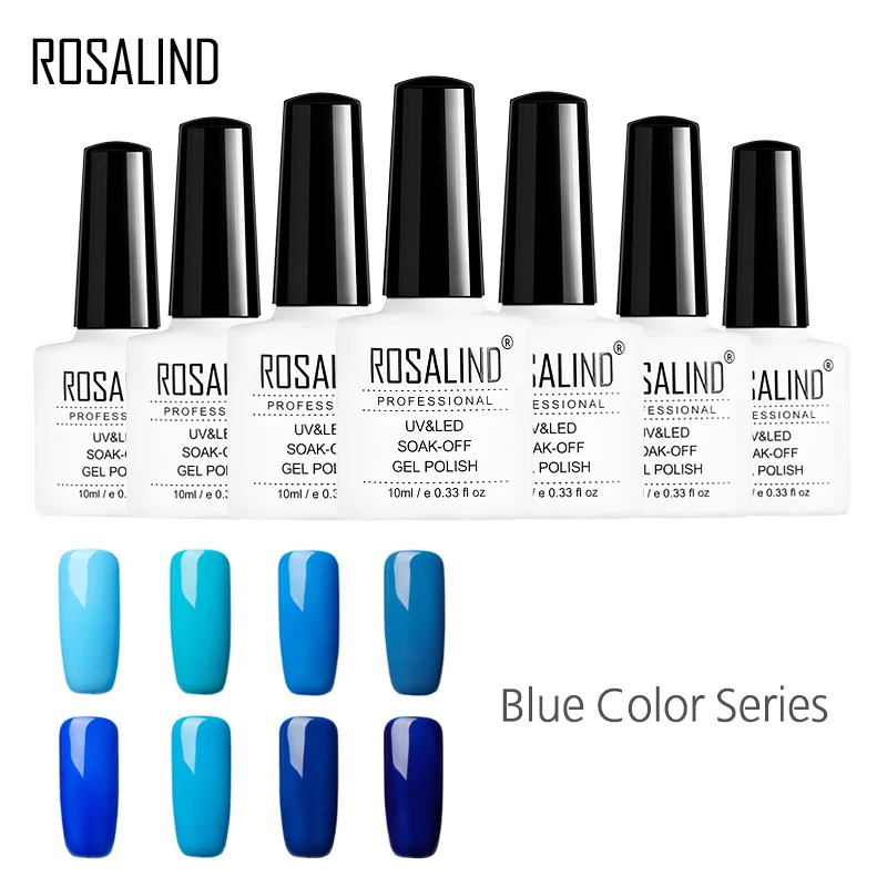 

ROSALIND Gel 1S Gel Varnish 10ml Blue and Coffee Color nail polish Vernis Semi Permanent Top and Base Coat LED UV gel lacquer
