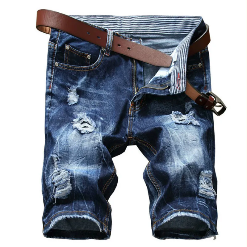 New Summer Mens Jeans Ripped Denim Shorts Fashion Distressed Short