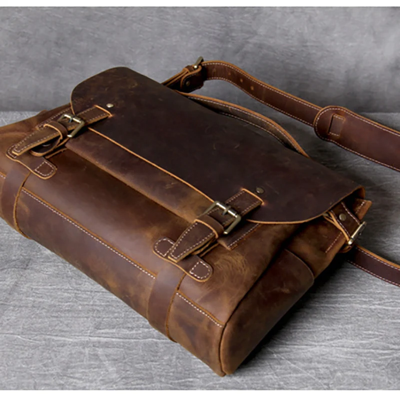 AETOO Classic Casual head cowhide Postman Pack men's shoulder crossbody bag vintage laptop bag