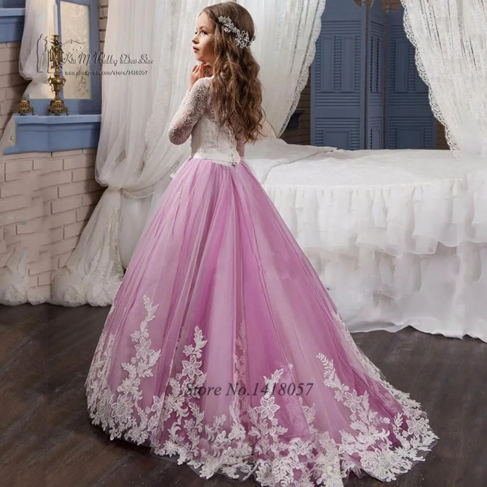 Buy Lavender Prom Dresses Girls Long Sleeve Flower