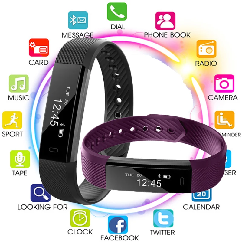 

Smart Bracelet ID115 Fitness Tracker Smart Bracelet Pedometer Bluetooth Men Women Smartband Waterproof Sleep Monitor Wrist Watch