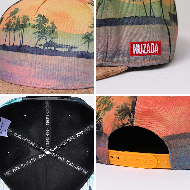 NUZADA шляпа весна лето бейсбольная кепка для мужчин и женщин пара кости пробкового материала 3D печатных пляж Snapback личность кепки s