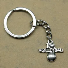 1 шт. аксессуары брелок I сердце волейбол возврат подарки для детей день рождения 21x20 мм Кулон античное серебро