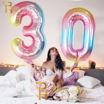 

40inch Gradient Rainbow Number Balloon Large Digit Balloons Baby Shower Birthday Wedding Baby Shower Party Baloon Globos Ballon