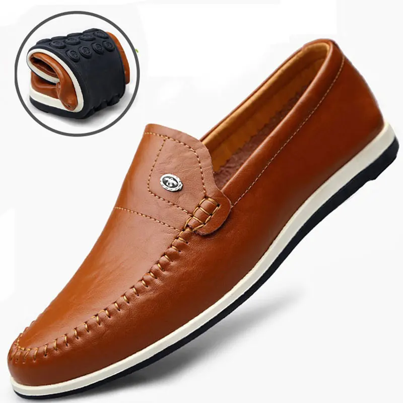 

Autumn Men Genuine Leather Flat Business Casual Shoes Classic Official Loafers Soft Moccasins Male Breathable Driving Shoes