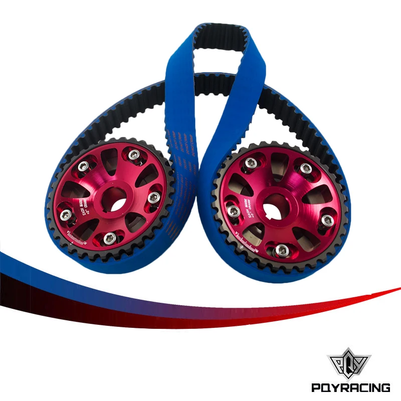 

PQY RACING- HNBR Racing Timing Belt Blue+Aluminum Cam Gear Red FOR B16A 99-00 Civic Si 94-97 Del Sol VTEC DOHC PQY-TB1001B+6532R