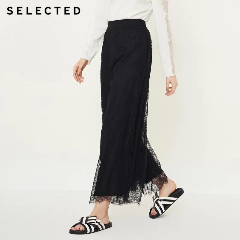 

SELECTED Women's Loose Fit Lace Pattern Wide-leg Pants S|418314512