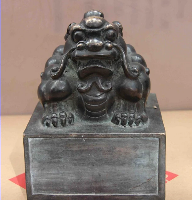 

Collectible bronze lion statue S0847 China Royal Palace Bronze Copper Brave troops Pixiu Stamp Emperor Imperial Seal B0403