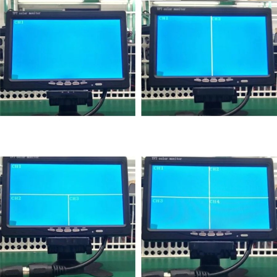 9 inch TFT LCD Screen 4 Way Input Car Monitor 4 Split Rear View Display for Rearview Reverse Camera Car TV Display for Bus Truck