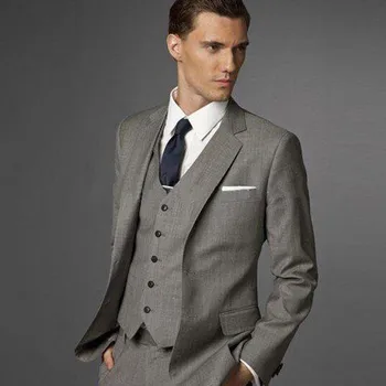 

Brand New Charcoal Men Suits Wedding Tuxedos High Quality Groom Tuxedos Notch Lapel Men Business Party Suit (Jacket+Pants)