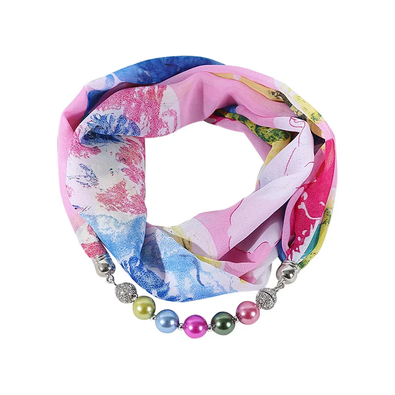 RUNMEIFA жемчуг кулоны ожерелья шифон ювелирные изделия шарф женщина/Дамская бандана Твердые богемные Шали Женские платки