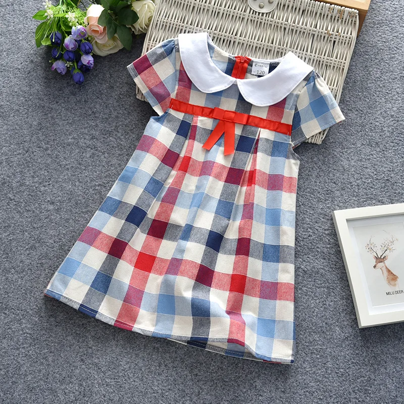 

Girls Dress Baby's Sling Dresses Korean Kids Plaid Princess Dresses 0-6 Years