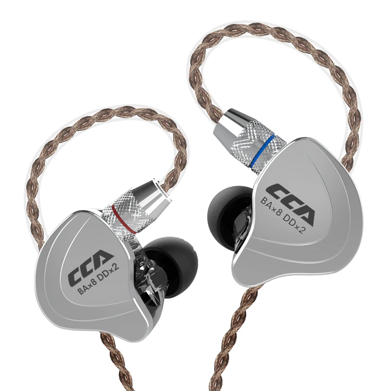 CCA C10 1DD+ 4BA гибридные 2PIN наушники в ухо HIFI DJ монитор для бега спортивные наушники гарнитура вкладыши с съемным обновленным C16cA4 - Цвет: black no mic