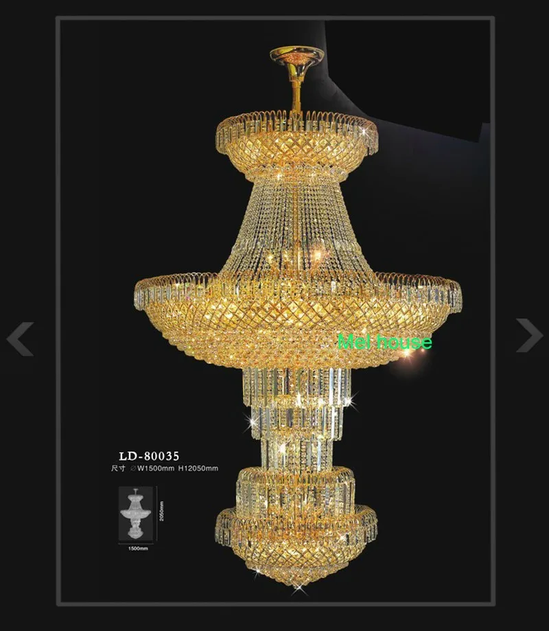 Hotel Lobby Crystal Chandelier Modern High Ceiling Led Lamp