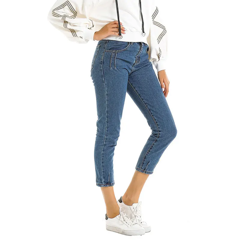 Женские джинсы новые Modis женские джинсы модные уличные с высокой талией темно синие брюки больше размеров S-XL
