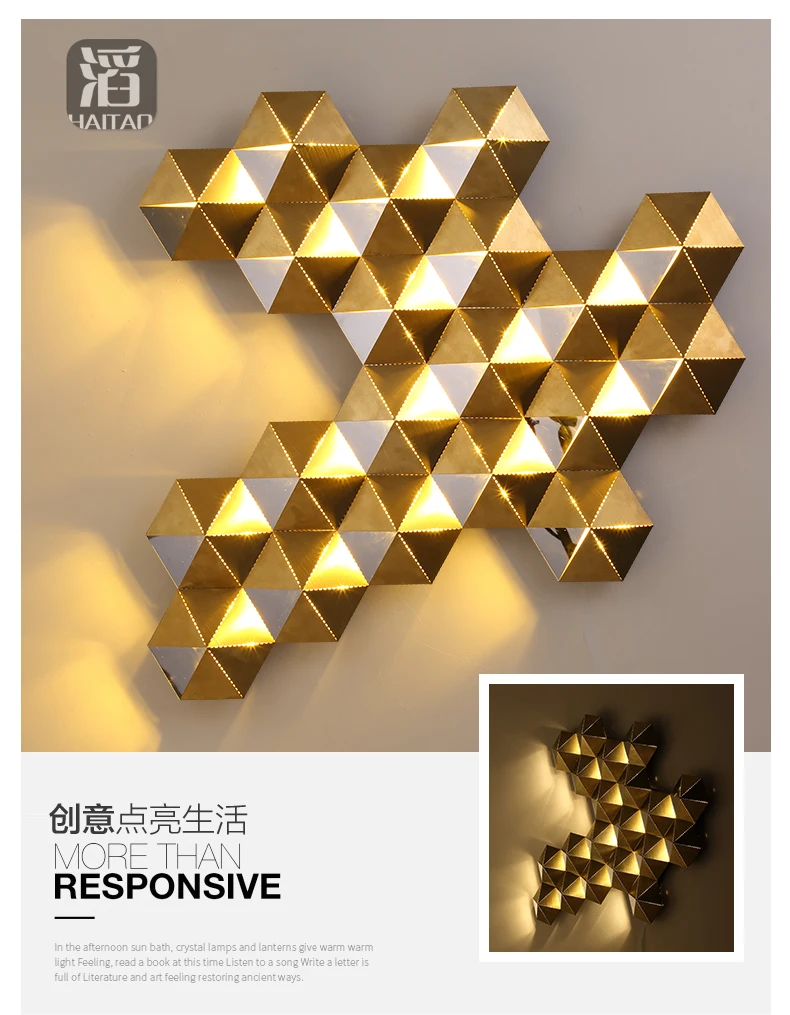 

Luxury Honeycomb Nest Design Gold Lustre Led Wall Lamp Mirror Steel Luminaria Wall Scones Hotel Mall Led Lighting Lamparas
