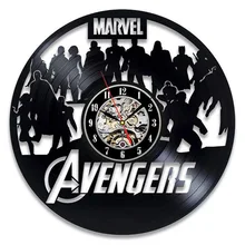 Мстители Виниловая пластинка настенные часы современный дизайн Marvel Comics Железный человек и Капитан Америка и Тор часы настенные часы домашний декор
