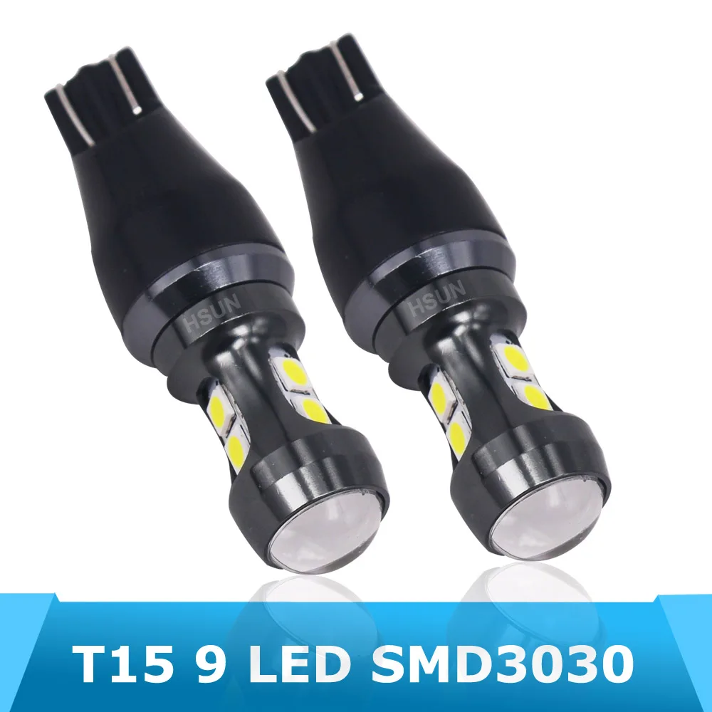 2 шт. T15 9SMD 3030 высокомощный Светодиодный отражатель дизайн T16 6000K белый 12V DC W16W авто