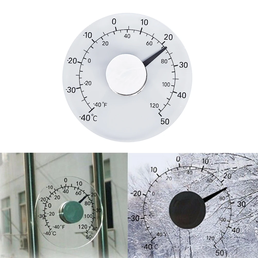 

Outdoor Window Clear Fahrenheit /Celsius Degrees Circular Thermometer Hygrometer Temperature Humidity Meter Clock Weather Tool