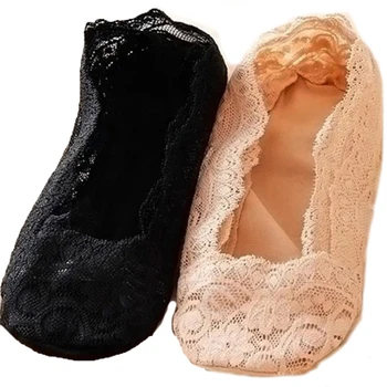 

CUHAKCI Female Boat Sock Antiskid Invisible Liner Low Cut Socks Women Socks Women Socks Summer Lady Cotton Lace Short Ankle