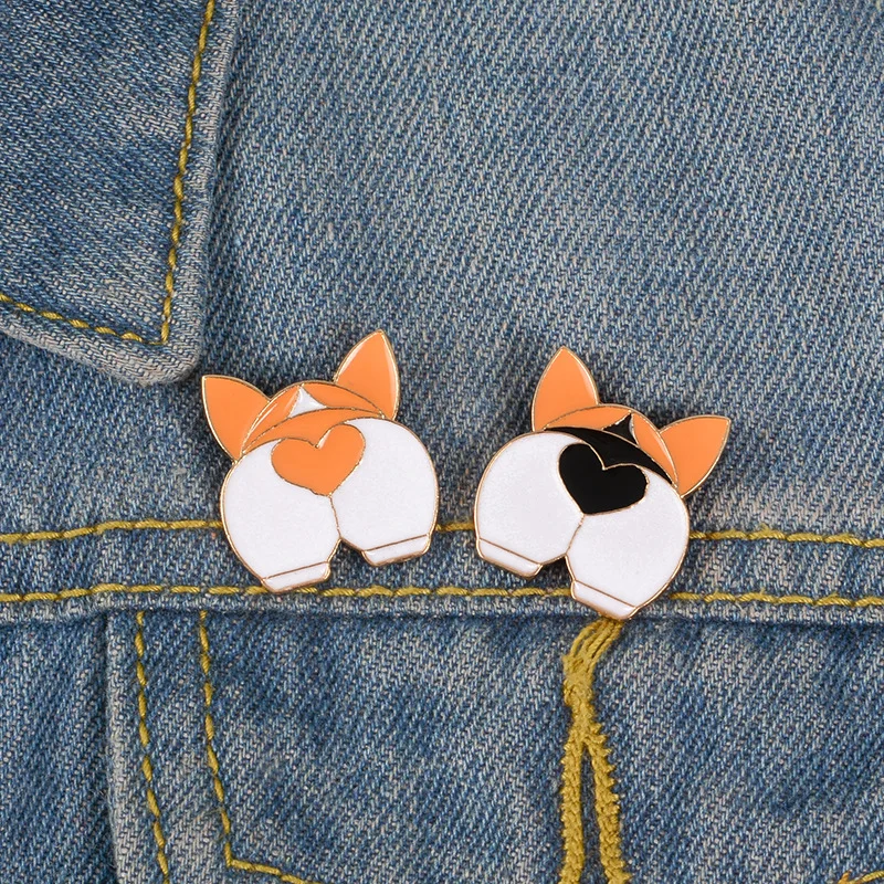 

2019 Cartoon Animal Corgi Butt Enamel Pins Cute Dogs Puppy button Badges alloy Brooches bag shirt Jewelry Gift for Kids trinket