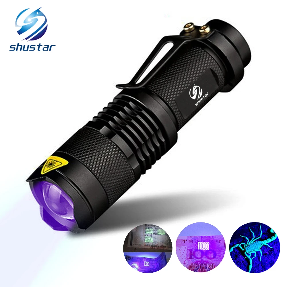UV LED Flashlight Torch 395NM Ultra Violet Light UV Lamp AA Battery For