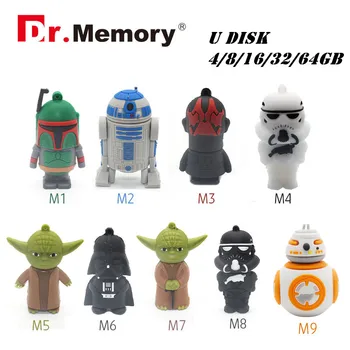 

Star Wars USB Flash Drive Darth Vader Pen Drive R2D2 Pendrive Yoda USB Sitck 4G 8G 16G 32G 64G External Storage Christmas Gift