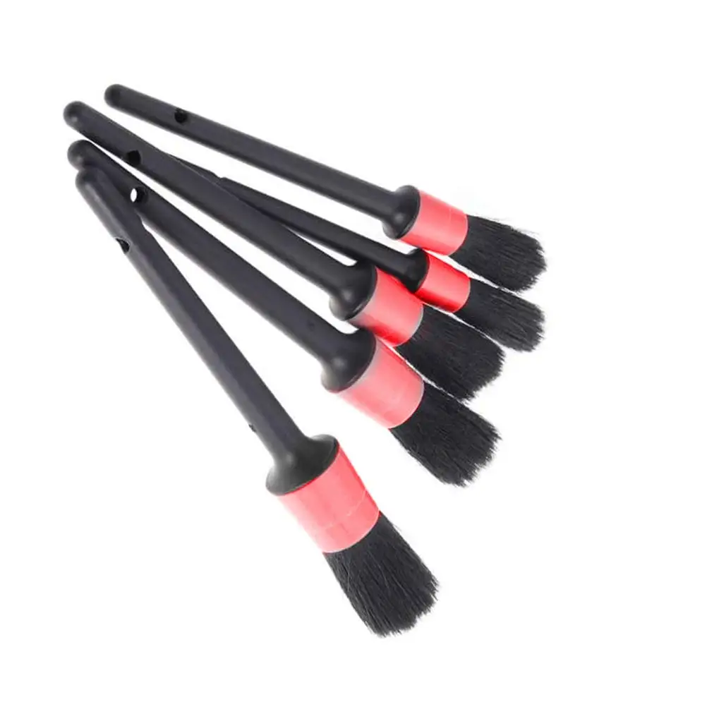 5pcs Boar Hair Car Cleaning Brushes For Cleaning Automotive Wheels Rims Interior Air Condition Car Accessories Brushes