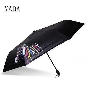 

YADA Black Water Discoloration Zebra Umbrella Rain Women High Quality Umbrella Car For Womens Windproof Folding Umbrellas YS013