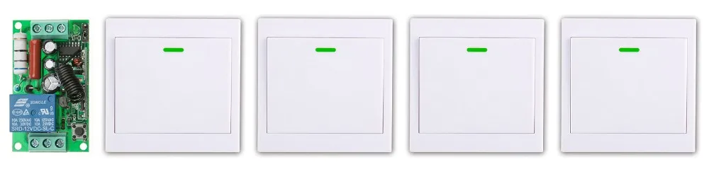 

New AC220V 1CH Wireless Remote Control Switch System Receiver +4* Wall Panel Remote Transmitter Sticky Remote Smart Home Switch