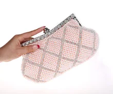 Shinny Abend Handtaschen Silber Schwarz Party Geldbörse Braut Handtasche Perle Perlen Handtasche Mode Strass Taschen SMYCWL-E0036