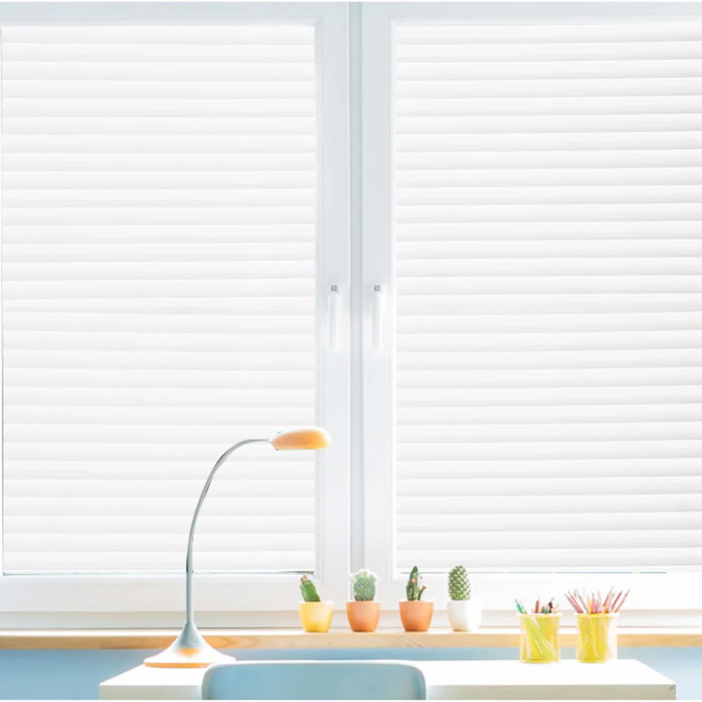 

60*200cm Fashion Self-Adhesive Window Film Frosted White Stripe Glass Film Sliding Door Bath Shutters New Window Stickers