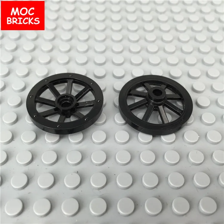 

5pair/lot MOC BRICKS Black reddish Wagon Wheels Stagecoach fit with 4489b Educational Building Blocks Bricks Gifts
