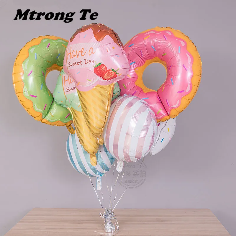

8pcs Candy Doughnut Ice Cream Theme Helium Foil Balloons Star Round Balls Baby Birthday Wedding Party Decor Supplies Kids Toys