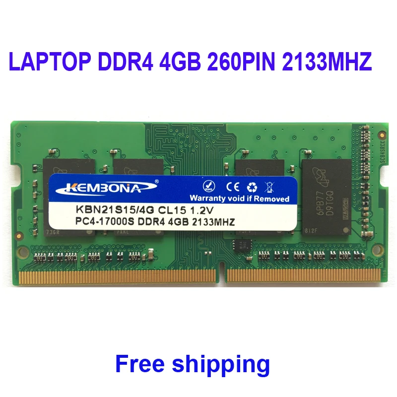 Vente Kembona PORTABLE SODIMM MÉMOIRE RAM ORDINATEUR PORTABLE DDR4 4 gb 4g 2133 mhz Basse Tension 1.2 v 260Pin