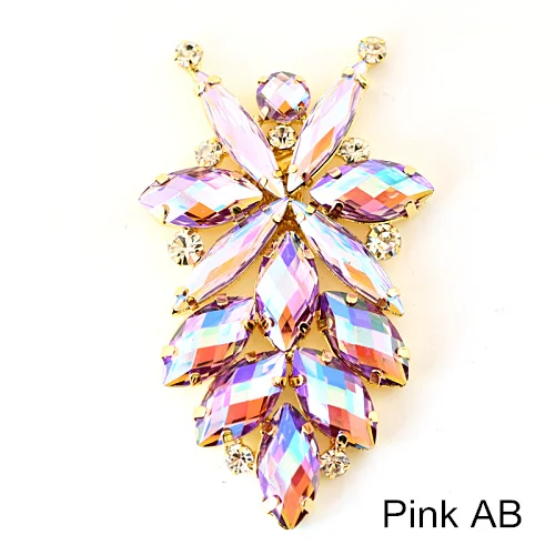 4 формы, 1 шт., цветные стразы с кристаллами AB, аппликация, пришитые стразы, Золотое дно для украшения шляпы, свадебное платье B1213 - Цвет: Pink AB