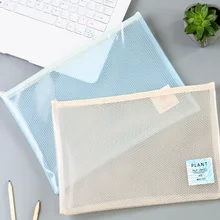 1 шт. корейский небольшой свежий девушка мешок канцелярских принадлежностей оптом Qingyifang пальмовых листьев серии ПВХ двухсторонняя мешок сетки A4