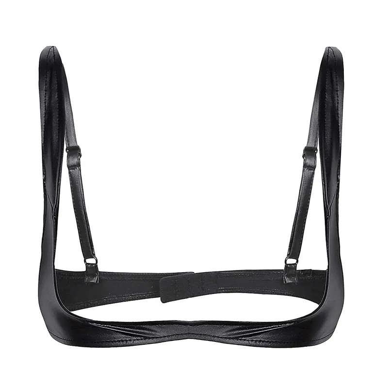 YiZYiF Sexy Women's Exposed Breasts Nipples Bra Lingerie Fashion Faux Leather Adjustable Wire-free Open Cup Shelf Bra YiZYiF Sexy Women's Exposed Breasts Nipples Bra Lingerie Fashion Faux Leather Adjustable Wire-free Open Cup Shelf Bra