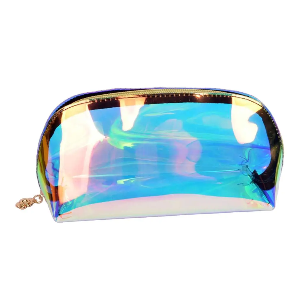 

2019 Travel wash bag portable cosmetic bag cushion lipstick debris finishing storage bag Holographic Iridescent Clear Clutch