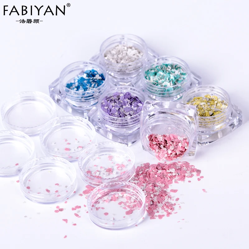 

6 Color Cotton Candy Marble Stone Powder Dust Crushed Marshmallow Glitter Slice Flakes Sequins Nail Art Decoration Manicure Tool