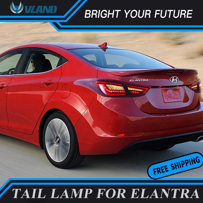 

VLAND Car Tail Lamp for Hyundai Avante i35 Elantra Tail Light 2011-2017 LED Strip Rear Lamp DRL+Brake+Reverse+Fog